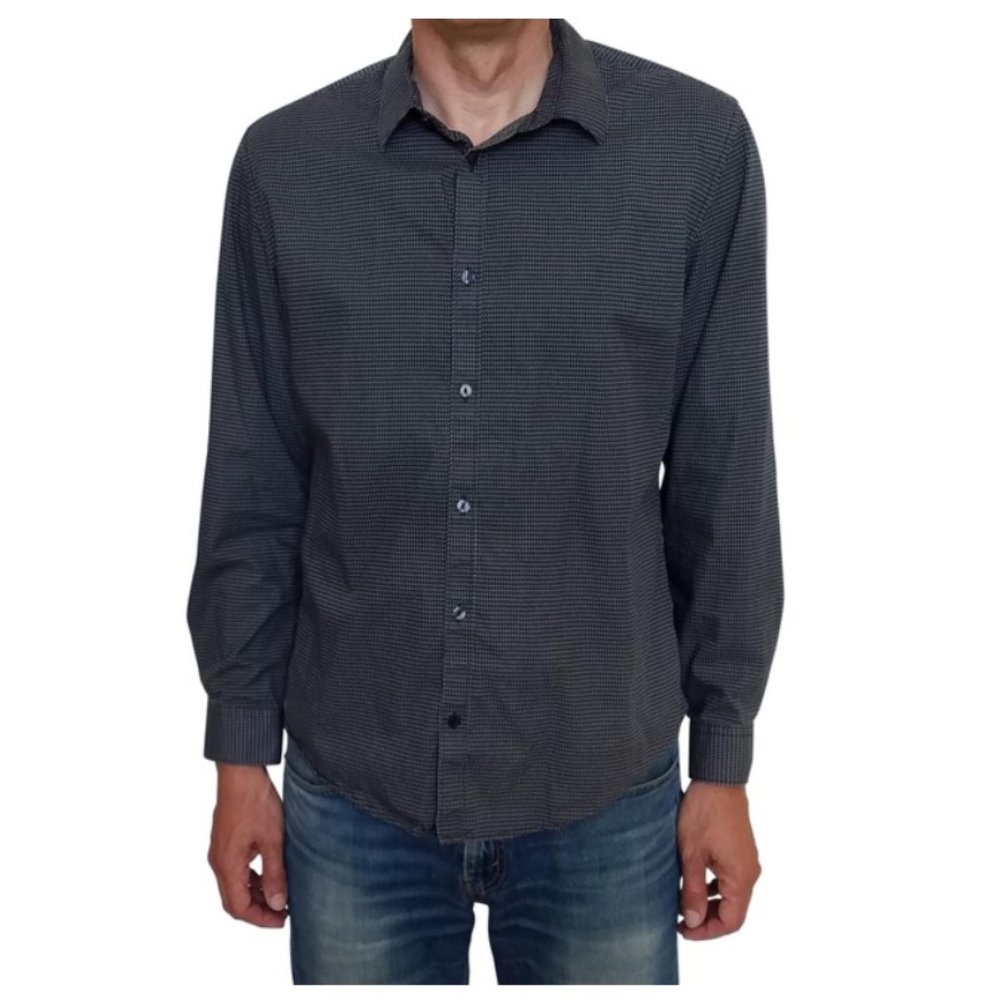 CK Button-Down Shirt w/ Black/Gray Pattern